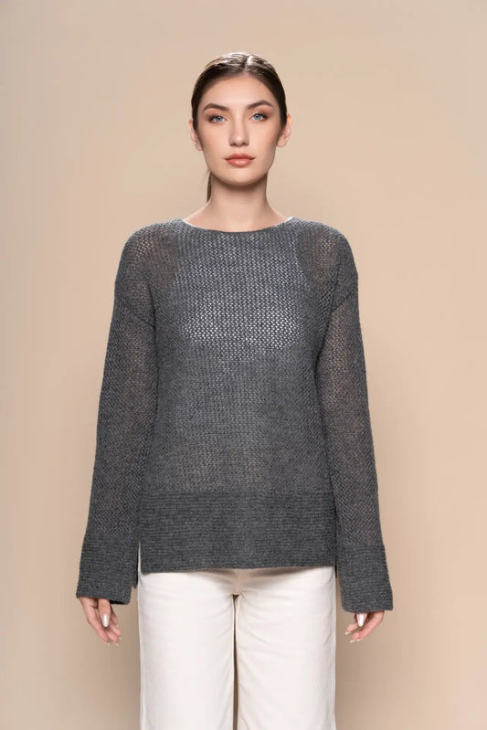 Alpaca Openwork Knit Sweater - PAKAS
