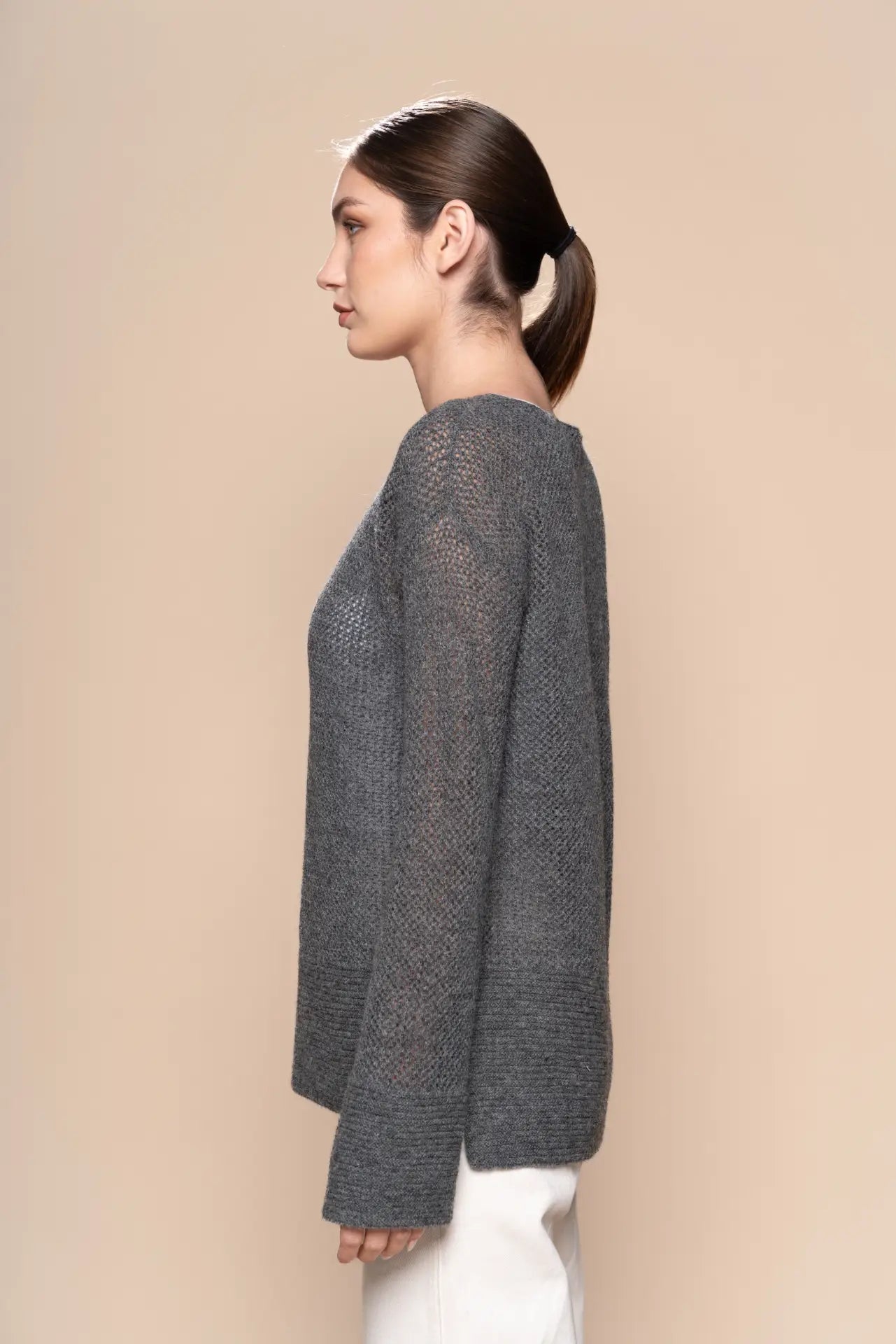 Alpaca Openwork Knit Sweater - PAKAS