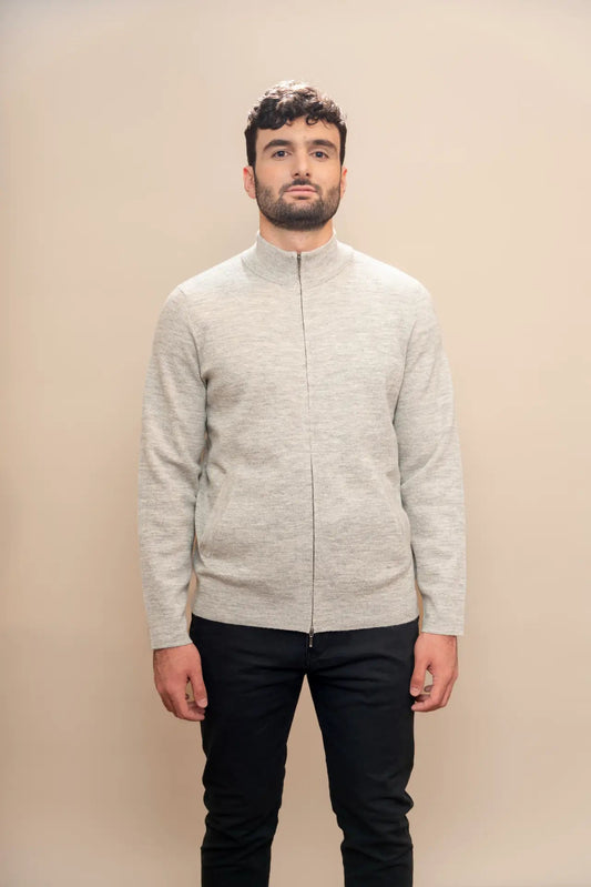 Men's Baby Alpaca Zippered Cardigan - PAKAS
