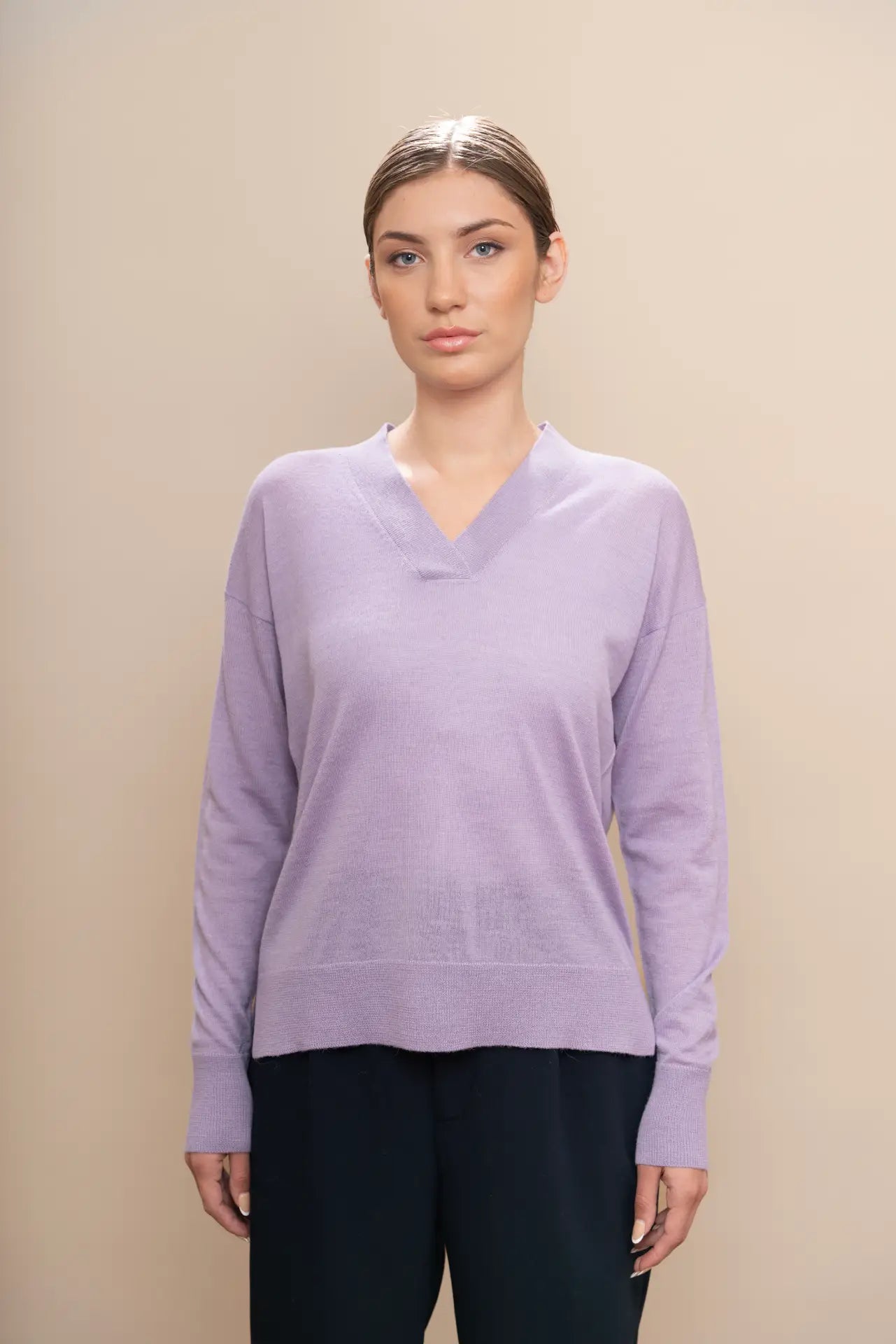 Ladies’ Baby Alpaca V Neck Sweater - PAKAS