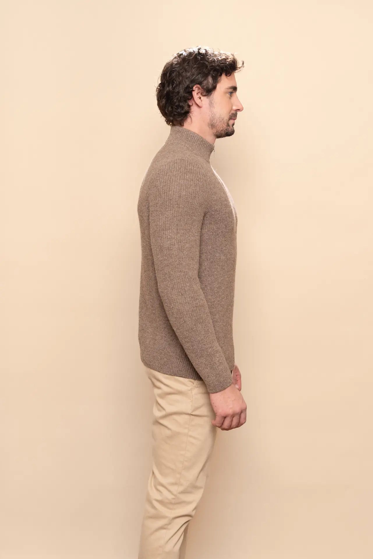 Men's Alpaca Half Zip Sweater - PAKAS