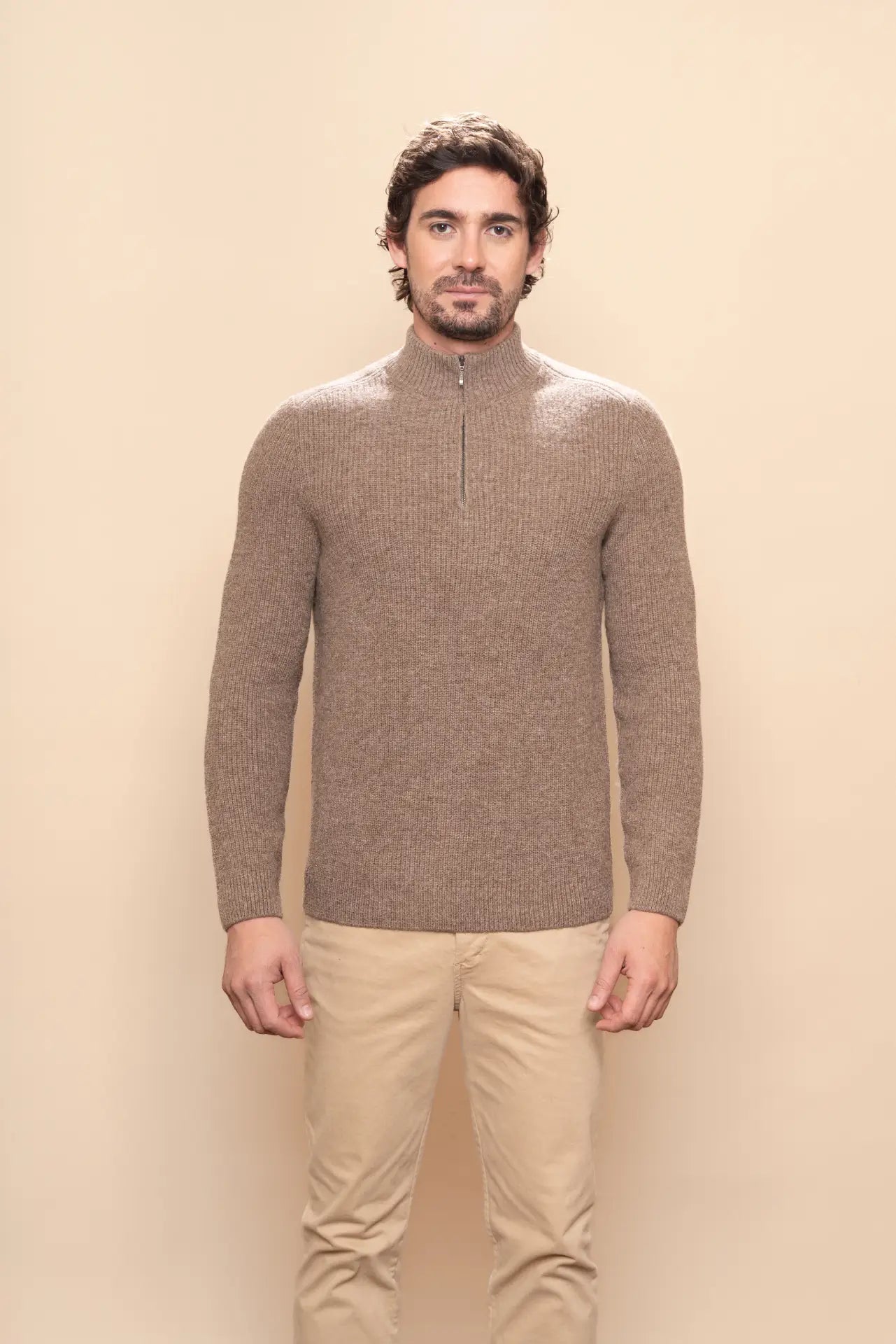 Men's Alpaca Half Zip Sweater - PAKAS