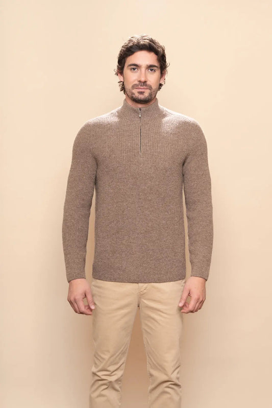 Men's Alpaca Half Zip Sweater - PAKAS
