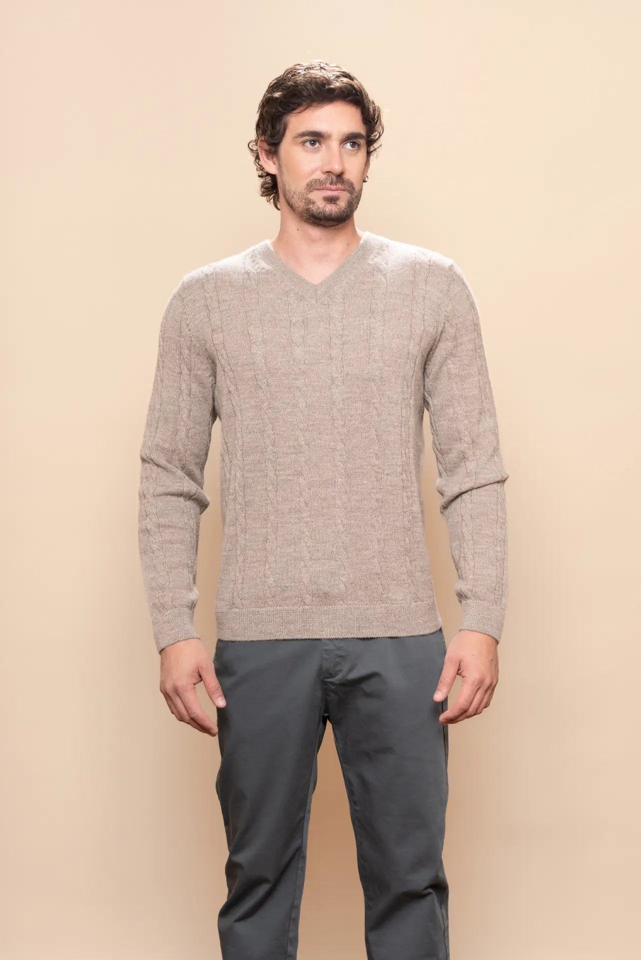 Men's Braid Alpaca Sweater - PAKAS